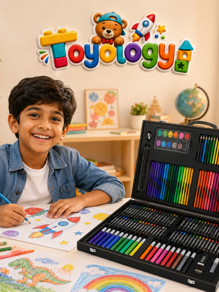 208 PCS Deluxe Art & Colour Set for Kids | Drawing Kit | Toyology