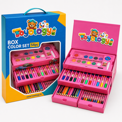 54 PCS Kids Art & Colour Box Set | Drawing Kit | Toyology