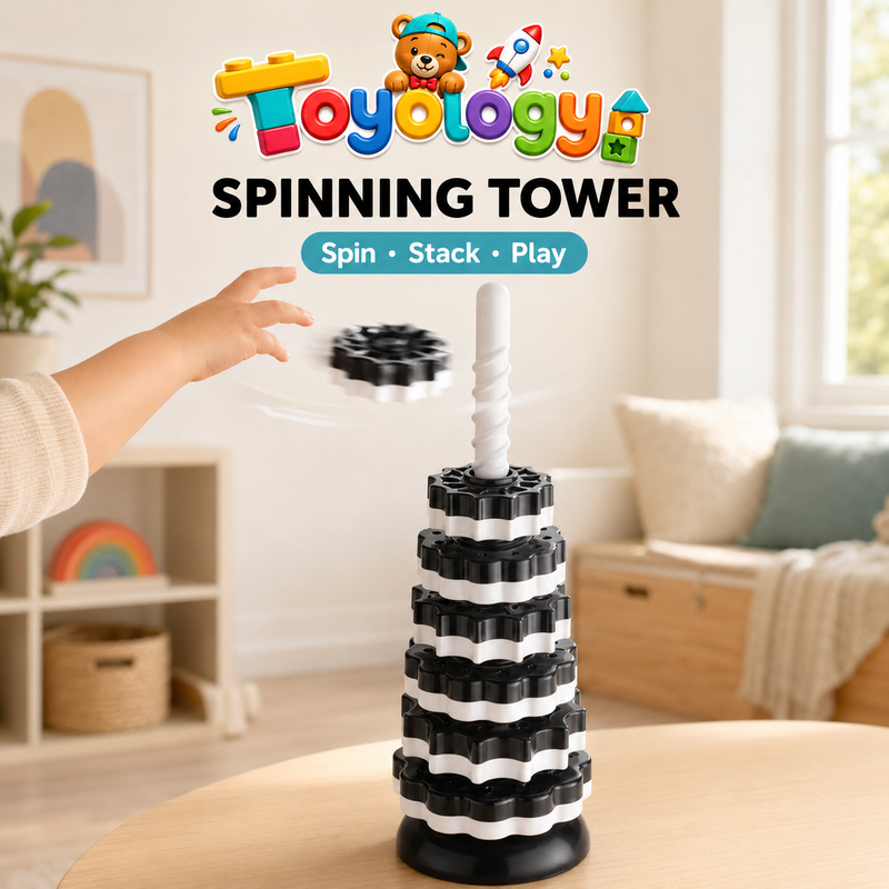 Spinning Tower Montessori Toy for Kids | Educational Stacking Toy | Toyology