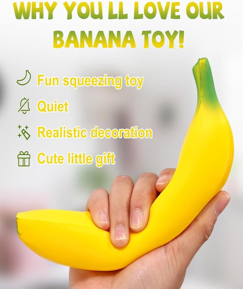 TOYOLOGY Giant Squeezy Banana Toy / Stretchable Banana Fidget Toy / Stress Relief Banana Soft Toy / Big Size Banana Sensory Toy / Pull It Rub It Squeezy Banana / Banana anti stress toy for kids and adults