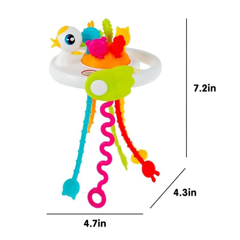 Pull String Duck Baby Sensory Toy | Montessori Teether & Activity Toy | Toyology