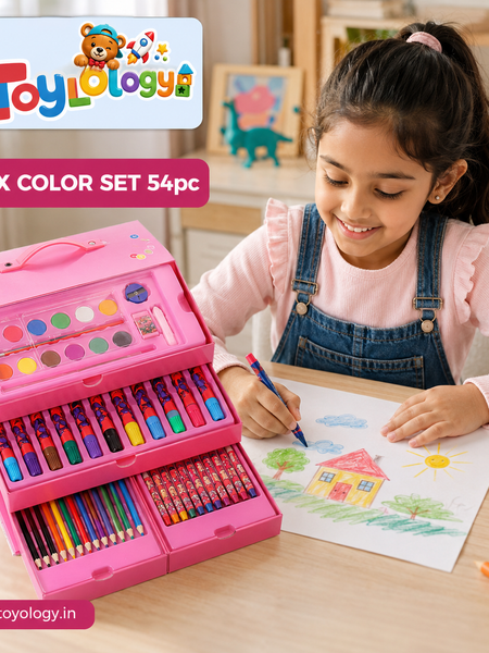 54 PCS Kids Art & Colour Box Set | Drawing Kit | Toyology