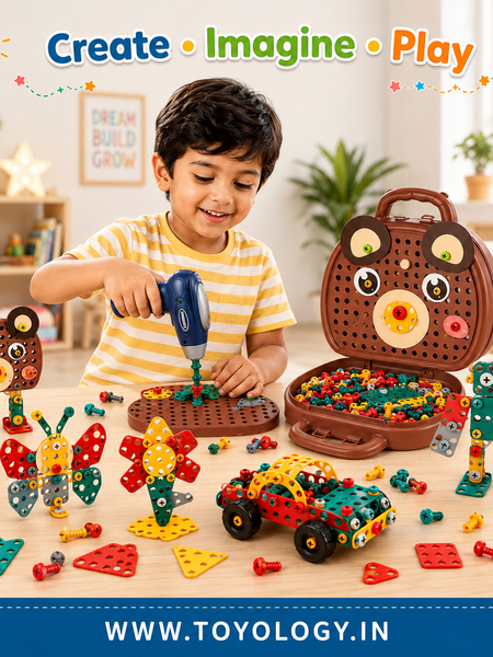 203 Piece Screw Puzzle Box Construction Set for Kids | DIY STEM Building Toy | Toyology