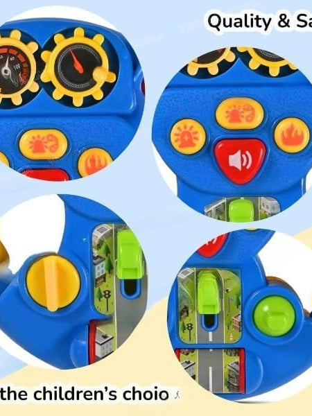 Blue Musical Steering Wheel for Kids | Interactive Driving Toy | Toyology