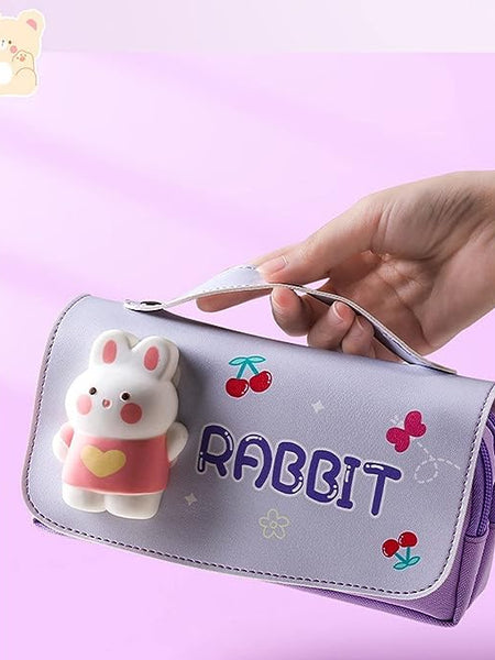 3D Rabbit Pencil Case for Kids | Cute Bunny Pencil Pouch | Toyology
