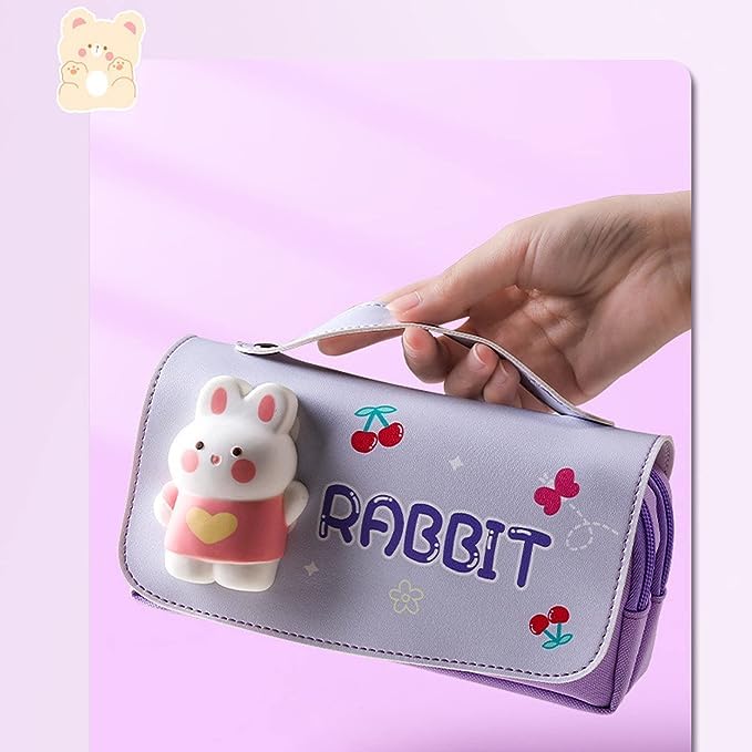 3D Rabbit Pencil Case for Kids | Cute Bunny Pencil Pouch | Toyology