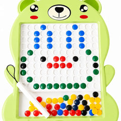 TOYOLOGY Magnetic Beads Drawing Board for Kids with Magnetic Pen | Bear-Shaped Colourful Learning & Creative Puzzle Toy