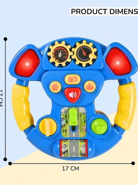 Blue Musical Steering Wheel for Kids | Interactive Driving Toy | Toyology