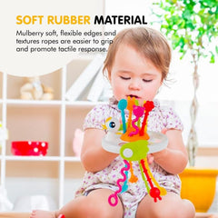 Pull String Duck Baby Sensory Toy | Montessori Teether & Activity Toy | Toyology