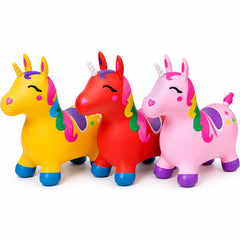 TOYOLOGY Inflatable Unicorn Bouncy Hopper Toy for Kids | Ride-On Jumping Animal Toy with Easy-Grip Ears | Indoor & Outdoor Active Play Toy