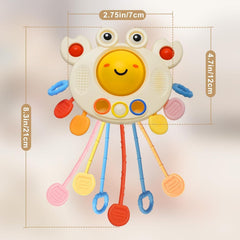 Pull String Crab Baby Sensory Toy | Montessori Teether & Fine Motor Toy | Toyology