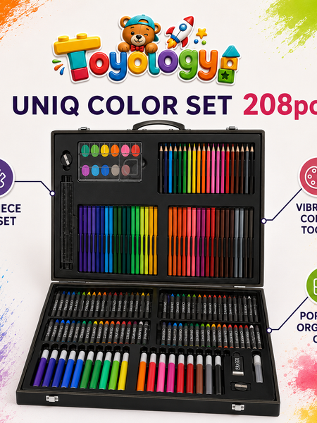 208 PCS Deluxe Art & Colour Set for Kids | Drawing Kit | Toyology