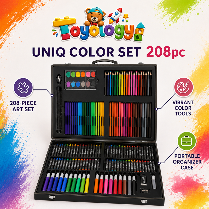 208 PCS Deluxe Art & Colour Set for Kids | Drawing Kit | Toyology