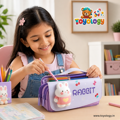 3D Rabbit Pencil Case for Kids | Cute Bunny Pencil Pouch | Toyology