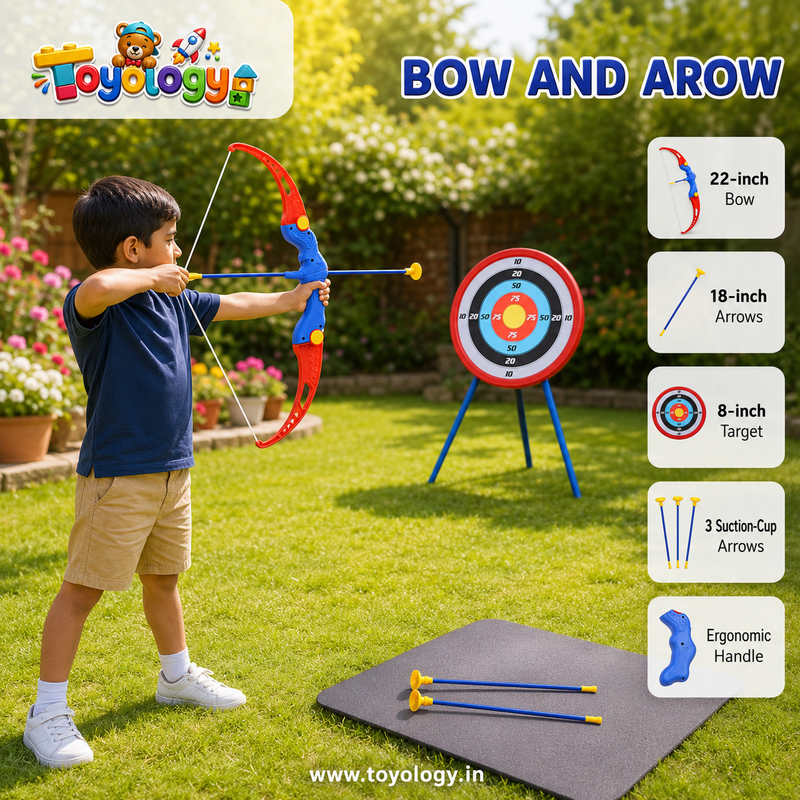 Kids Bow and Arrow Archery Set with Target | Safe Sports Toy | Toyology