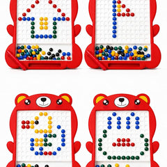 TOYOLOGY Magnetic Beads Drawing Board for Kids with Magnetic Pen | Bear-Shaped Colourful Learning & Creative Puzzle Toy