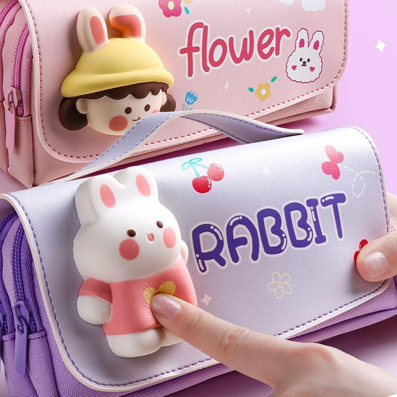 3D Rabbit Pencil Case for Kids | Cute Bunny Pencil Pouch | Toyology