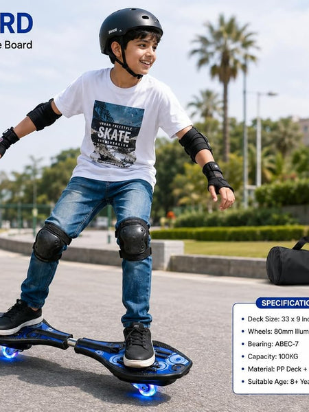 Blue Wave Board for Kids | 2 Wheel Caster Board with LED Wheels | Toyology