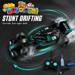 Toyology F1 Spray Drift RC Racing Car with Light, Mist Spray & Stunt Drifting – 1:18 Remote Control Formula Car for Kids  F1 Spray Drift RC Racing Car with Light | Toyology