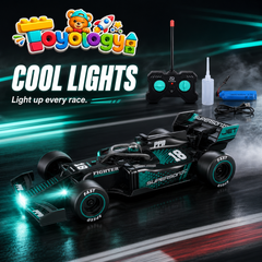 Toyology F1 Spray Drift RC Racing Car with Light, Mist Spray & Stunt Drifting – 1:18 Remote Control Formula Car for Kids  F1 Spray Drift RC Racing Car with Light | Toyology