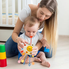 Pull String Crab Baby Sensory Toy | Montessori Teether & Fine Motor Toy | Toyology
