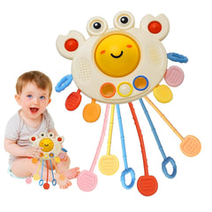 Pull String Crab Baby Sensory Toy | Montessori Teether & Fine Motor Toy | Toyology