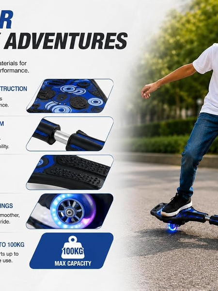 Blue Wave Board for Kids | 2 Wheel Caster Board with LED Wheels | Toyology