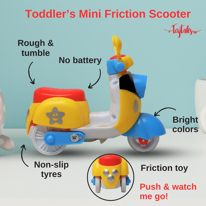 TOYOLOGY Mini Friction Scooter & Motorcycle Toy, 2-in-1