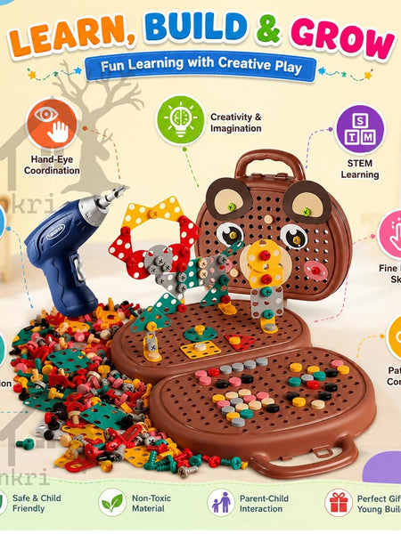 203 Piece Screw Puzzle Box Construction Set for Kids | DIY STEM Building Toy | Toyology