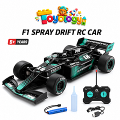 Toyology F1 Spray Drift RC Racing Car with Light, Mist Spray & Stunt Drifting – 1:18 Remote Control Formula Car for Kids  F1 Spray Drift RC Racing Car with Light | Toyology