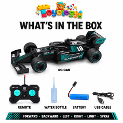 Toyology F1 Spray Drift RC Racing Car with Light, Mist Spray & Stunt Drifting – 1:18 Remote Control Formula Car for Kids  F1 Spray Drift RC Racing Car with Light | Toyology