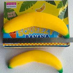 TOYOLOGY Giant Squeezy Banana Toy / Stretchable Banana Fidget Toy / Stress Relief Banana Soft Toy / Big Size Banana Sensory Toy / Pull It Rub It Squeezy Banana / Banana anti stress toy for kids and adults