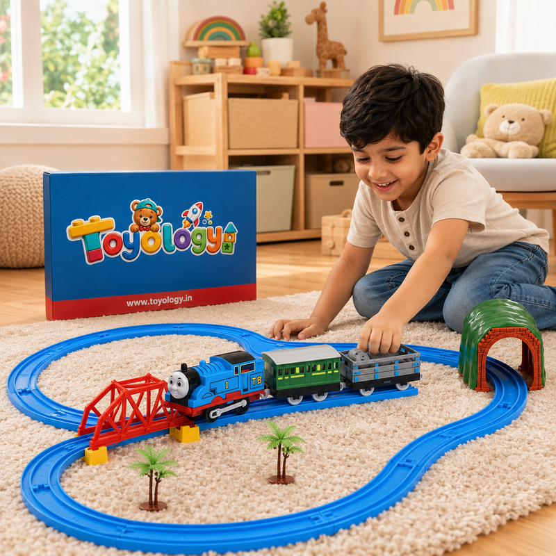 Thomas Cartoon Train Track Toy Set for Kids | Battery Operated Train Set | Toyology