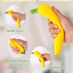 TOYOLOGY Giant Squeezy Banana Toy / Stretchable Banana Fidget Toy / Stress Relief Banana Soft Toy / Big Size Banana Sensory Toy / Pull It Rub It Squeezy Banana / Banana anti stress toy for kids and adults