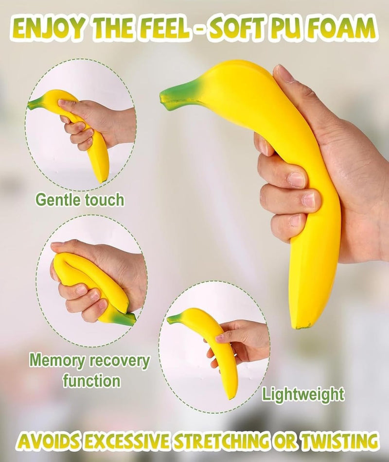 TOYOLOGY Giant Squeezy Banana Toy / Stretchable Banana Fidget Toy / Stress Relief Banana Soft Toy / Big Size Banana Sensory Toy / Pull It Rub It Squeezy Banana / Banana anti stress toy for kids and adults