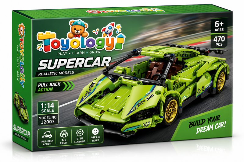 Super Car Block Green Building Set for Kids | STEM Construction Toy |Toyology