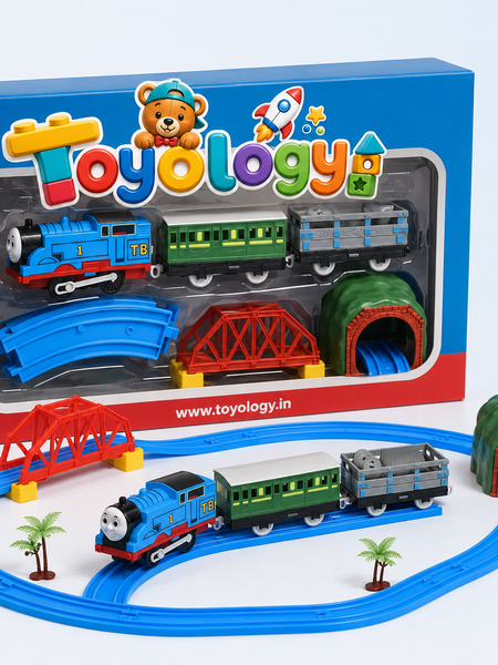 Thomas Cartoon Train Track Toy Set for Kids | Battery Operated Train Set | Toyology