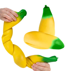 TOYOLOGY Giant Squeezy Banana Toy / Stretchable Banana Fidget Toy / Stress Relief Banana Soft Toy / Big Size Banana Sensory Toy / Pull It Rub It Squeezy Banana / Banana anti stress toy for kids and adults