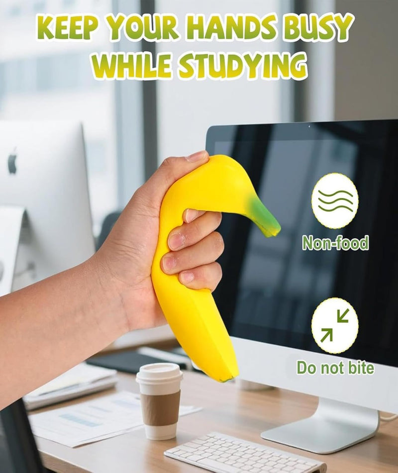 TOYOLOGY Giant Squeezy Banana Toy / Stretchable Banana Fidget Toy / Stress Relief Banana Soft Toy / Big Size Banana Sensory Toy / Pull It Rub It Squeezy Banana / Banana anti stress toy for kids and adults