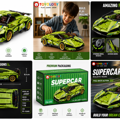 Super Car Block Green Building Set for Kids | STEM Construction Toy |Toyology