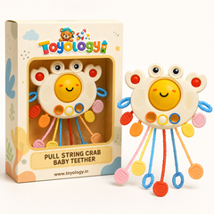 Pull String Crab Baby Sensory Toy | Montessori Teether & Fine Motor Toy | Toyology